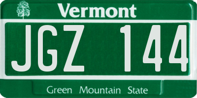 VT license plate JGZ144