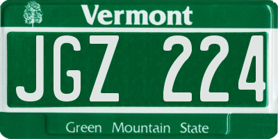 VT license plate JGZ224