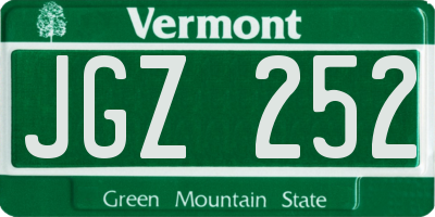 VT license plate JGZ252
