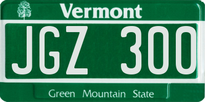 VT license plate JGZ300
