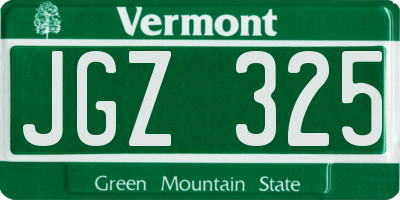 VT license plate JGZ325