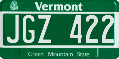VT license plate JGZ422