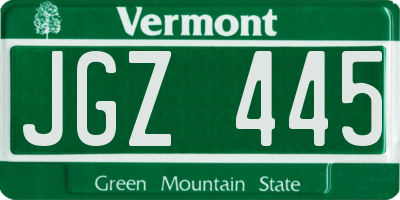 VT license plate JGZ445