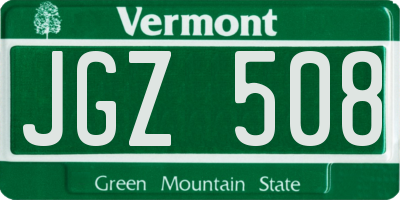 VT license plate JGZ508