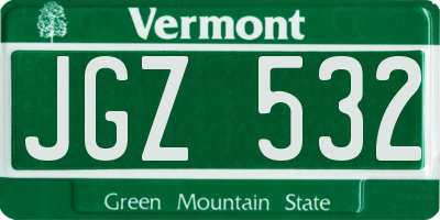 VT license plate JGZ532