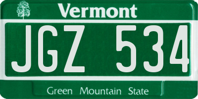 VT license plate JGZ534