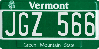 VT license plate JGZ566