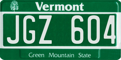 VT license plate JGZ604