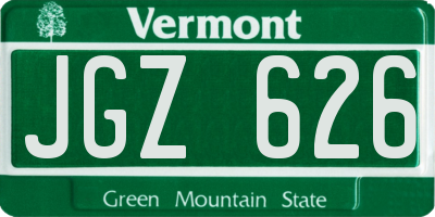 VT license plate JGZ626
