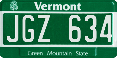 VT license plate JGZ634