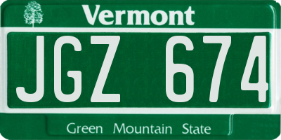 VT license plate JGZ674