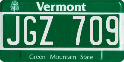 VT license plate JGZ709