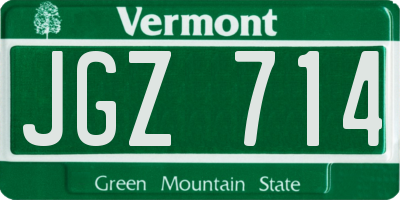 VT license plate JGZ714