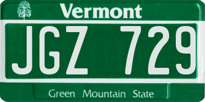 VT license plate JGZ729