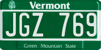 VT license plate JGZ769
