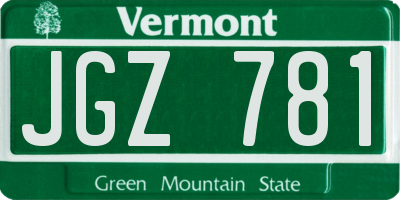 VT license plate JGZ781