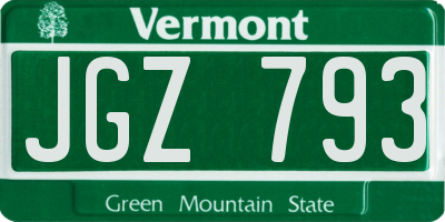 VT license plate JGZ793