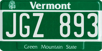 VT license plate JGZ893