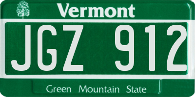 VT license plate JGZ912