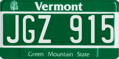 VT license plate JGZ915