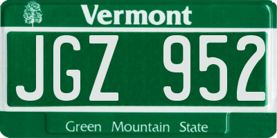 VT license plate JGZ952