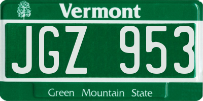 VT license plate JGZ953