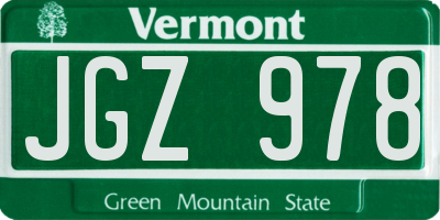 VT license plate JGZ978