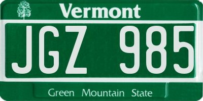VT license plate JGZ985
