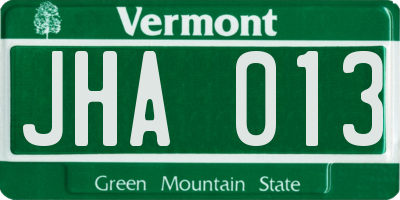 VT license plate JHA013