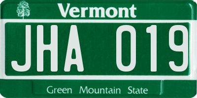 VT license plate JHA019