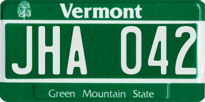 VT license plate JHA042