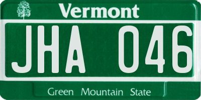 VT license plate JHA046