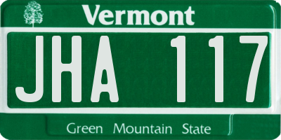 VT license plate JHA117