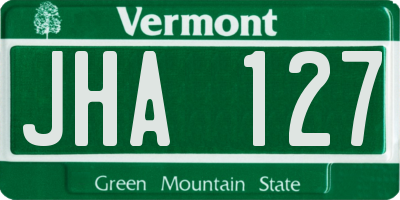 VT license plate JHA127
