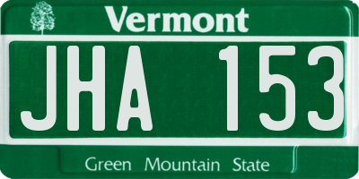 VT license plate JHA153