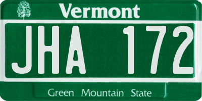VT license plate JHA172