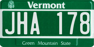 VT license plate JHA178