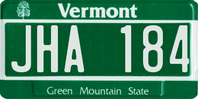 VT license plate JHA184