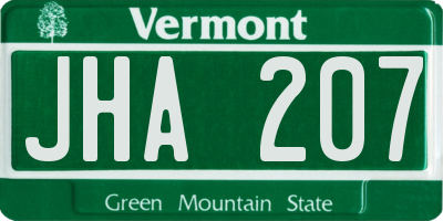 VT license plate JHA207