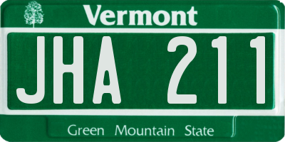 VT license plate JHA211