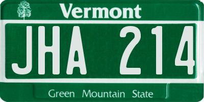 VT license plate JHA214