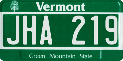 VT license plate JHA219