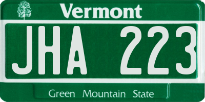 VT license plate JHA223