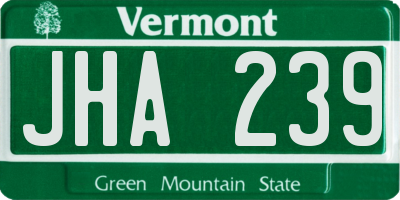 VT license plate JHA239