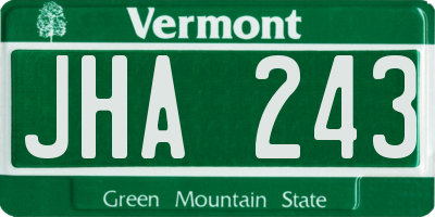 VT license plate JHA243