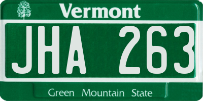 VT license plate JHA263