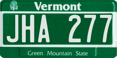 VT license plate JHA277