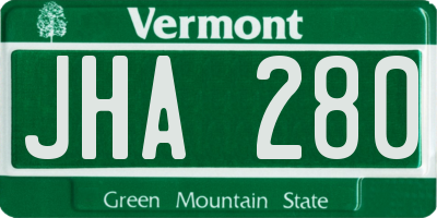 VT license plate JHA280
