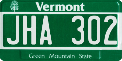VT license plate JHA302