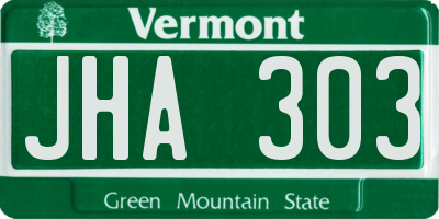 VT license plate JHA303